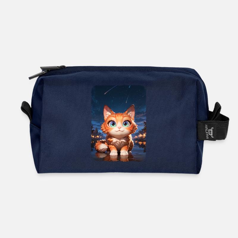 Süße Katze, die während der Apokalypse Spaß hat - Recycelte Kulturtasche - Navy