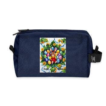 EG Ostern I Hasen I Frohe Ostern I Geschenk - Recycelte Kulturtasche - Navy - Vorne