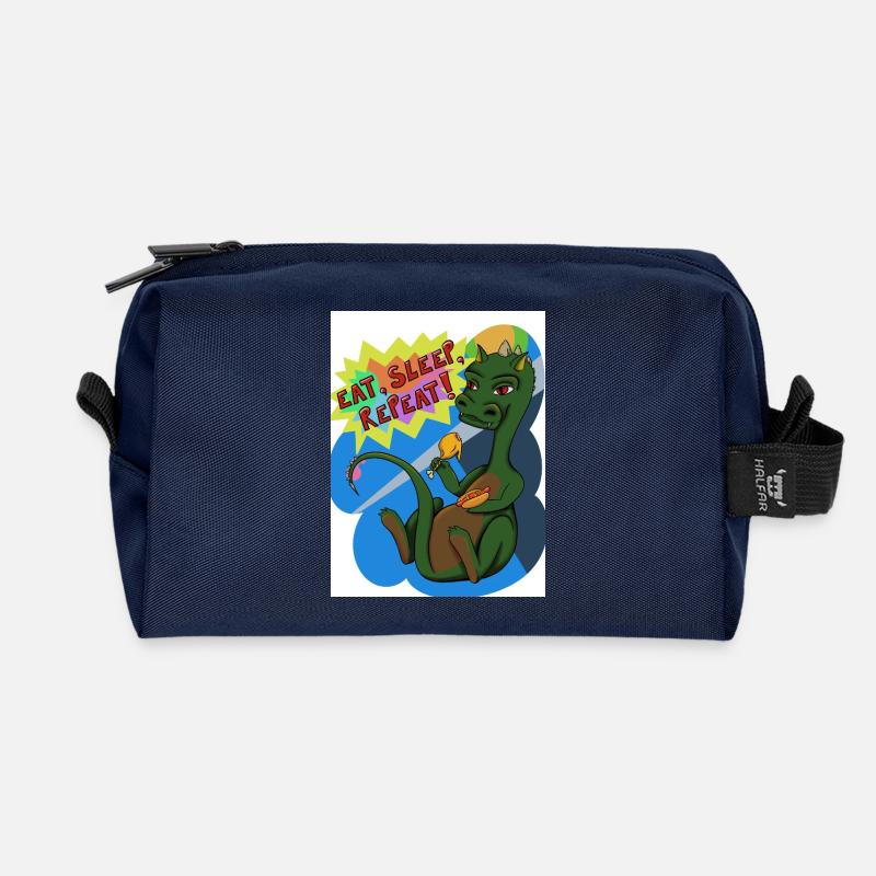 Essen, schlafen, wiederholen - Recycelte Kulturtasche - Navy