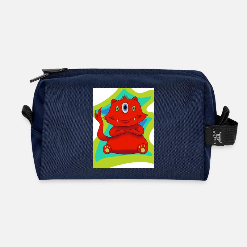 Three-Eyed Monster - Recycled Toiletry Zip Bag - navy