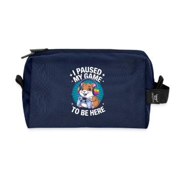 Pause für dich: Gamer Hamster! - Recycelte Kulturtasche - Navy - Vorne