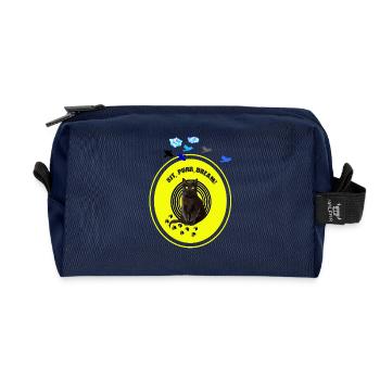 Verträumte schwarze Katze mit Cyber-Zitronen-Attitüde - Recycelte Kulturtasche - Navy - Vorne