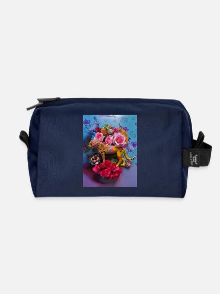 Cheetah Birthday Party - Recycled Toiletry Zip Bag - navy