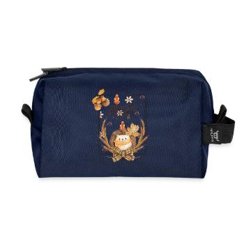 Herbst Igel Blätter Rahmen - Recycelte Kulturtasche - Navy - Vorne