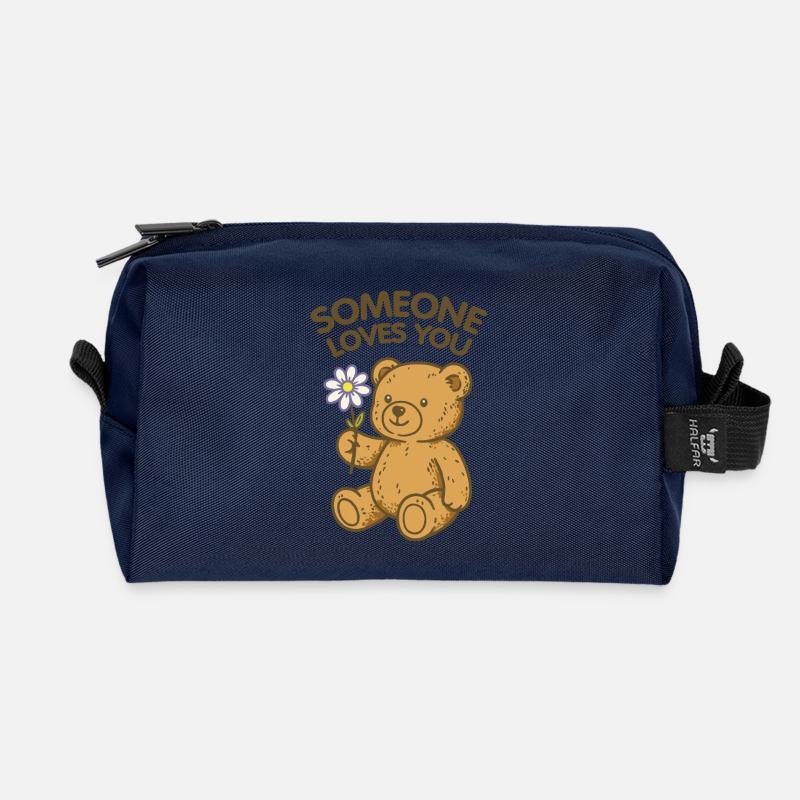 Jemand liebt dich, Bär - Recycelte Kulturtasche - Navy