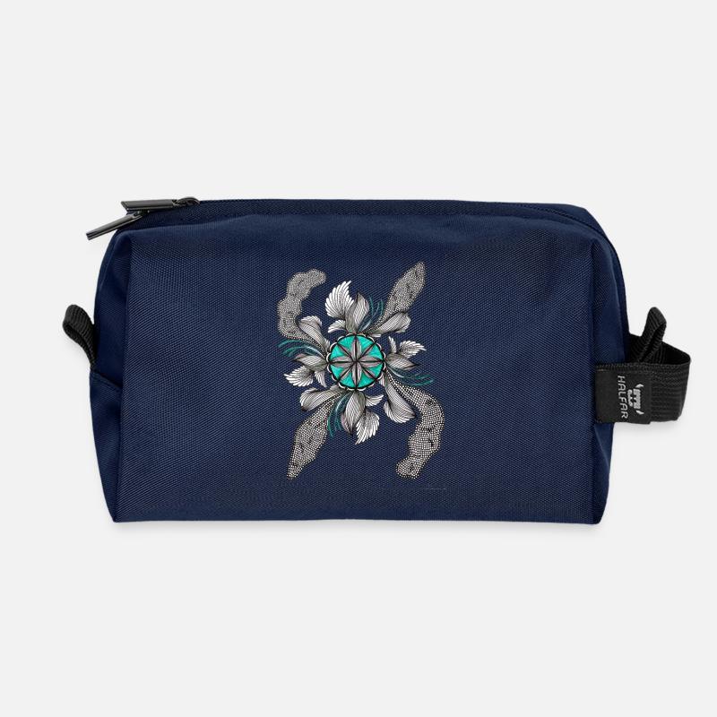 Fleur Étoile Déco Sarcelle - Trousse de toilette en tissu recyclé - marine