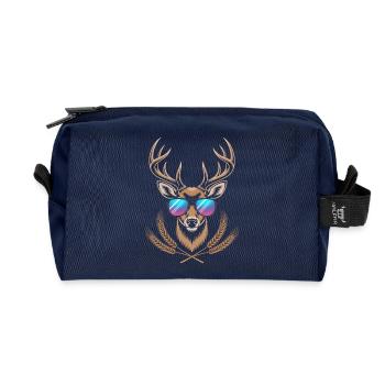 Deer with antlers - Recycled Toiletry Zip Bag - navy - Front