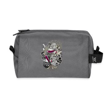 Noir Magenta Flower Tendrils - Recycled Toiletry Zip Bag - anthracite - Front