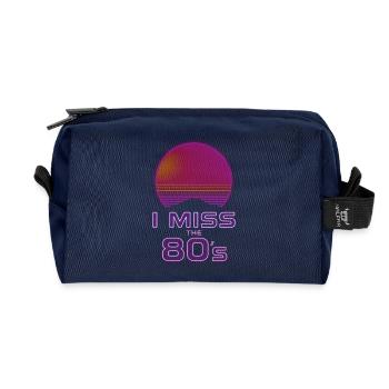 Ich vermisse die 80er – Neon-Sonnenuntergangs-Raster - Recycelte Kulturtasche - Navy - Vorne