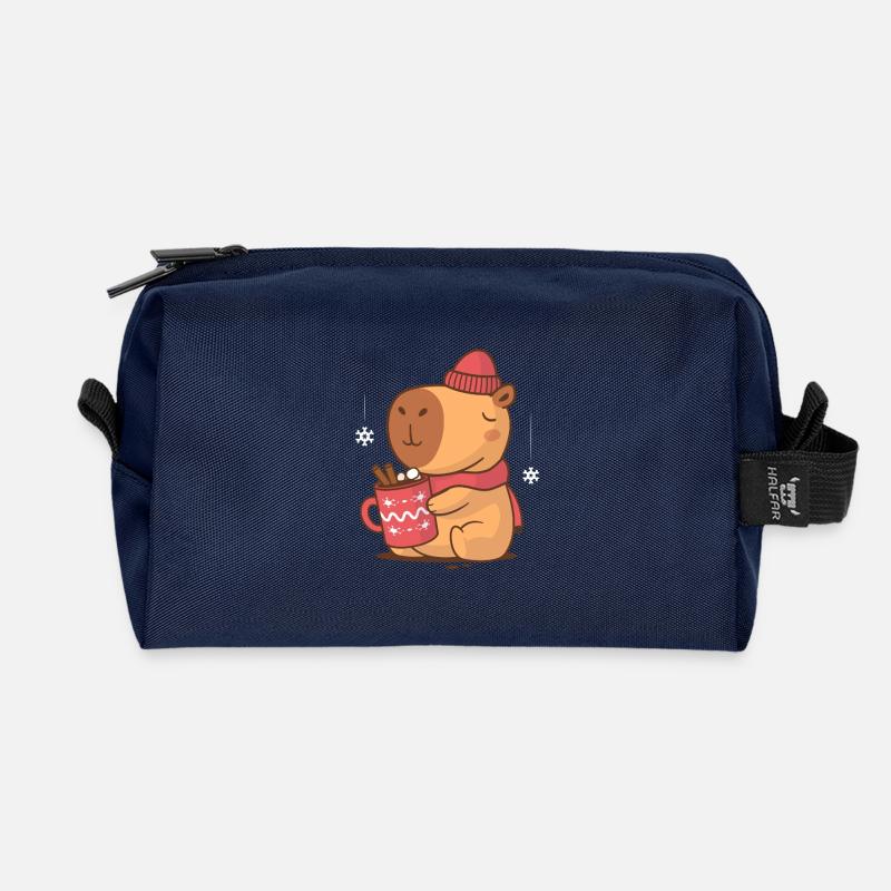 Capybara Cozy Holidays - Recycelte Kulturtasche - Navy
