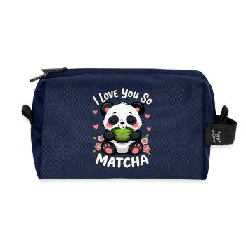 Lustiges Wortspiel I Love You So Matcha Panda - Recycelte Kulturtasche - Navy - Vorne