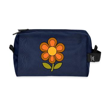 70er Jahre Blume Muster Retro flowerpower - Recycelte Kulturtasche - Navy - Vorne