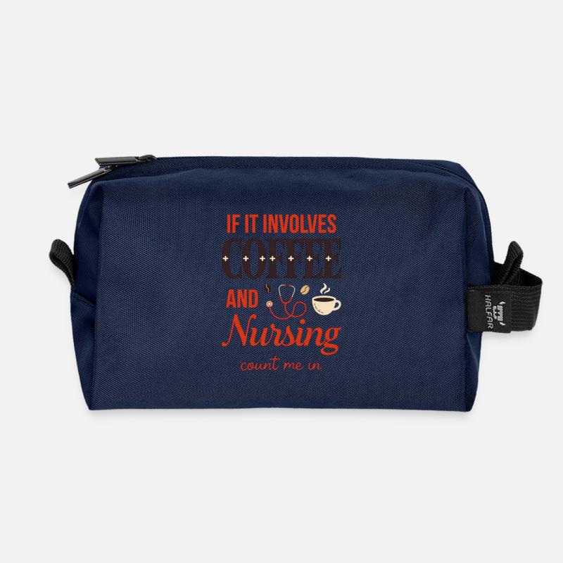 Kaffee und Pflege zählen mich in Zitat. - Recycelte Kulturtasche - Navy
