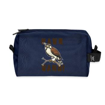 Vintage Hawkward Hawk Humor - Recycled Toiletry Zip Bag - navy - Front