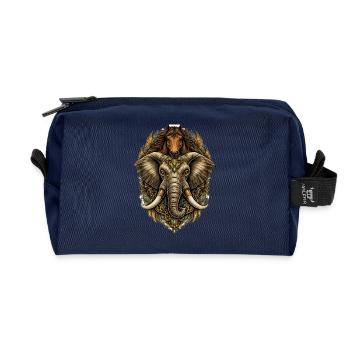Ornamental Elephant-Horse Medallion - Recycled Toiletry Zip Bag - navy - Front