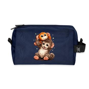 Cute Monkey Punch Japanese Meme - Recycled Toiletry Zip Bag - navy - Front