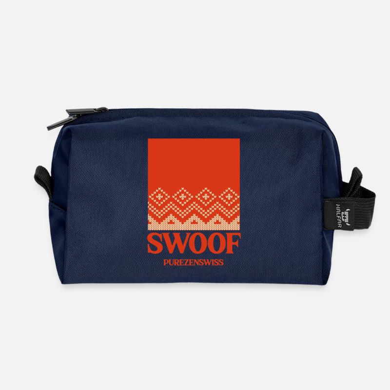 Nordisches Strickmuster Rot - Recycelte Kulturtasche - Navy