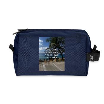Souvenirs au lieu d’argent – Côte tropicale - Trousse de toilette en tissu recyclé - marine - Devant