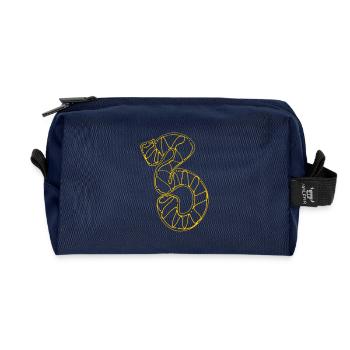 Neon Lines Snake Contour Art: The Yellow 3 - Recycled Toiletry Zip Bag - navy - Front