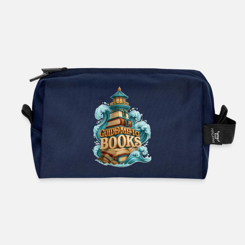 Guide Me To Books Magical Lighthouse - Recycled Toiletry Zip Bag - navy