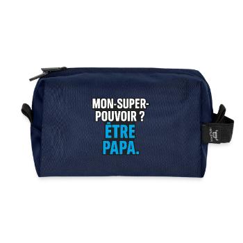 Mon super-pouvoir ? Être papa. - Trousse de toilette en tissu recyclé - marine - Devant