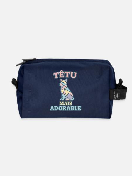 Têtu mais adorable – Chien géométrique pastel - Trousse de toilette en tissu recyclé - marine
