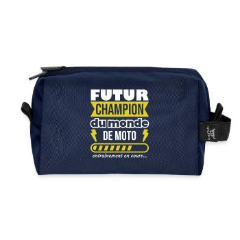 Futur champion du monde de moto,motard,Cadeau,Moto - Trousse de toilette en tissu recyclé - marine - Devant