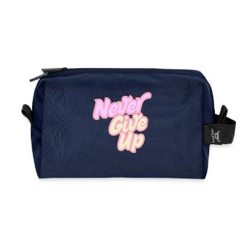 Never give up - Recycelte Kulturtasche - Navy - Vorne