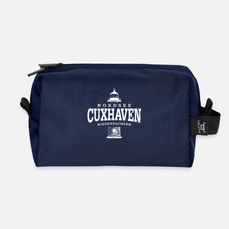 Cuxhaven Nordsee (weiss oldstyle) - Recycelte Kulturtasche - Navy