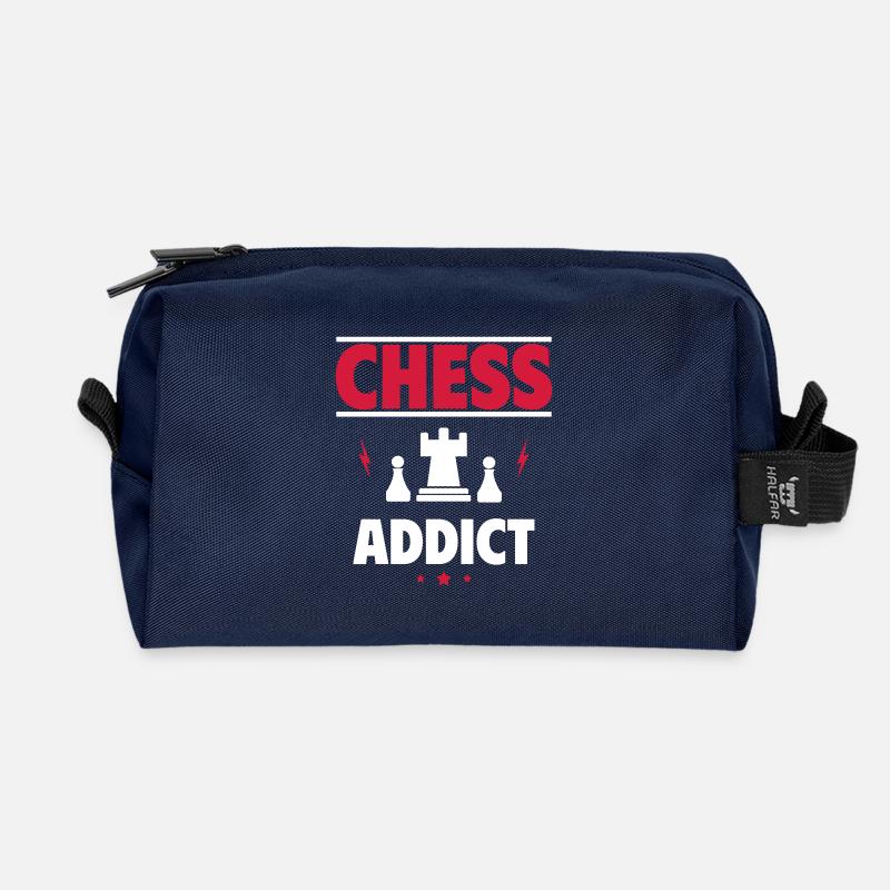 Chess Fanatic - Always on the Train - Recycled Toiletry Zip Bag - navy