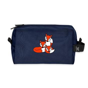 3 Foxes Friends Family Three Kids Crew Team Cute - Recycled Toiletry Zip Bag - navy - Front