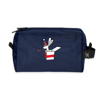 Lapin Anniversaire Années Vieux Cadeau Serviette Chapeau de fête - Trousse de toilette en tissu recyclé - marine - Devant