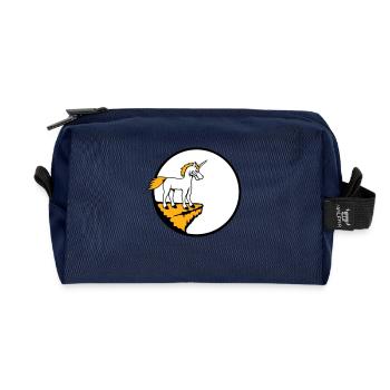Unicorn Cliff Moon Evil Angry Bad Mood - Recycled Toiletry Zip Bag - navy - Front