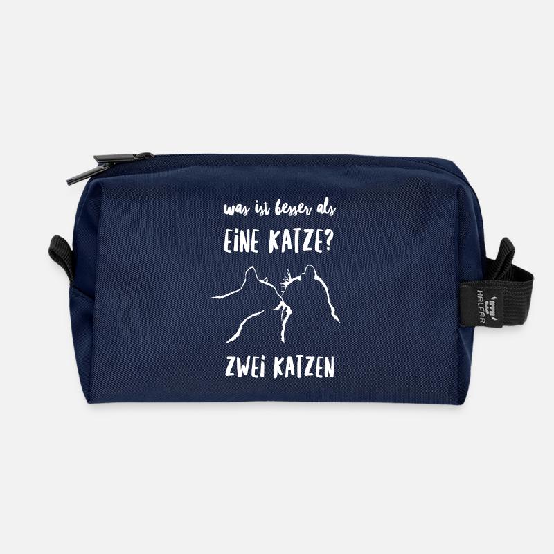 Zwei Katzen Kuss - Recycelte Kulturtasche - Navy