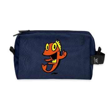 Marine lächelnder Fisch - Recycelte Kulturtasche - Navy - Vorne