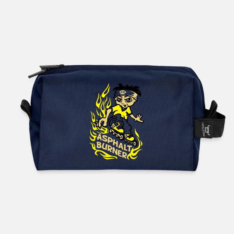 Asphalt burner flex - Recycled Toiletry Zip Bag - navy