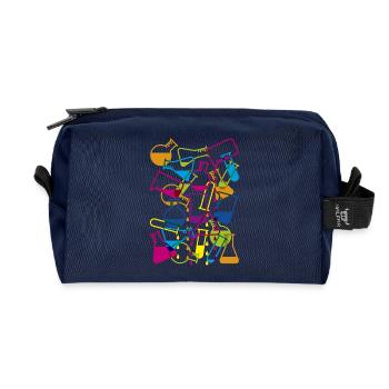 Verrerie de laboratoire avec des produits - Trousse de toilette en tissu recyclé - marine - Devant