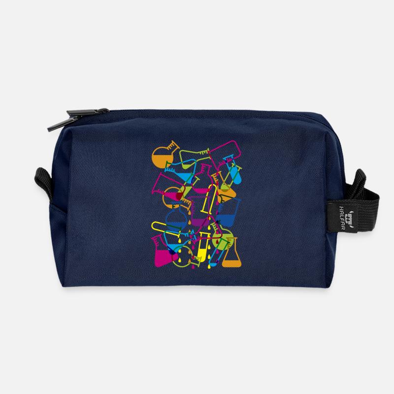 Laborglas mit Dripping Chemicals - Recycelte Kulturtasche - Navy