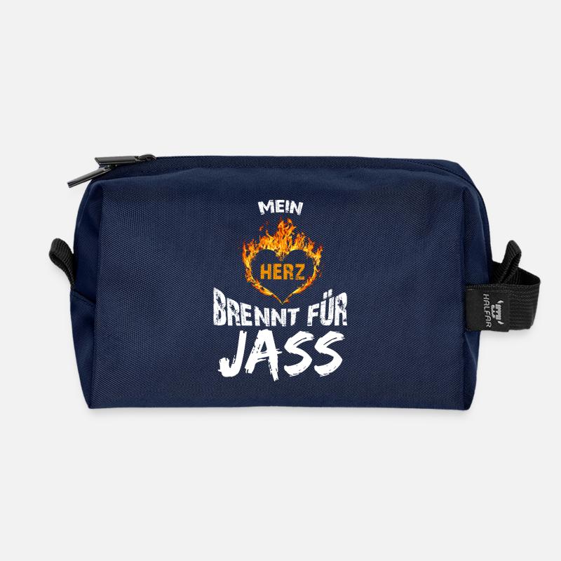 Geschenk T-Shirt Herz brennt Jass - Recycelte Kulturtasche - Navy