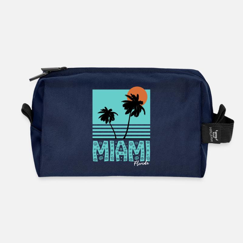 Miami Florida Palmen Sonne Geschenkidee - Recycelte Kulturtasche - Navy