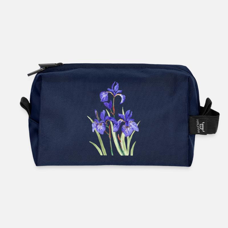 Iris violets - Trousse de toilette en tissu recyclé - marine