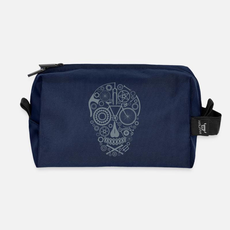 Bicycle Skull grey - Recycelte Kulturtasche - Navy