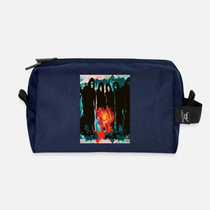 Blütenfeuer Silhouettenkreis - Recycelte Kulturtasche - Navy