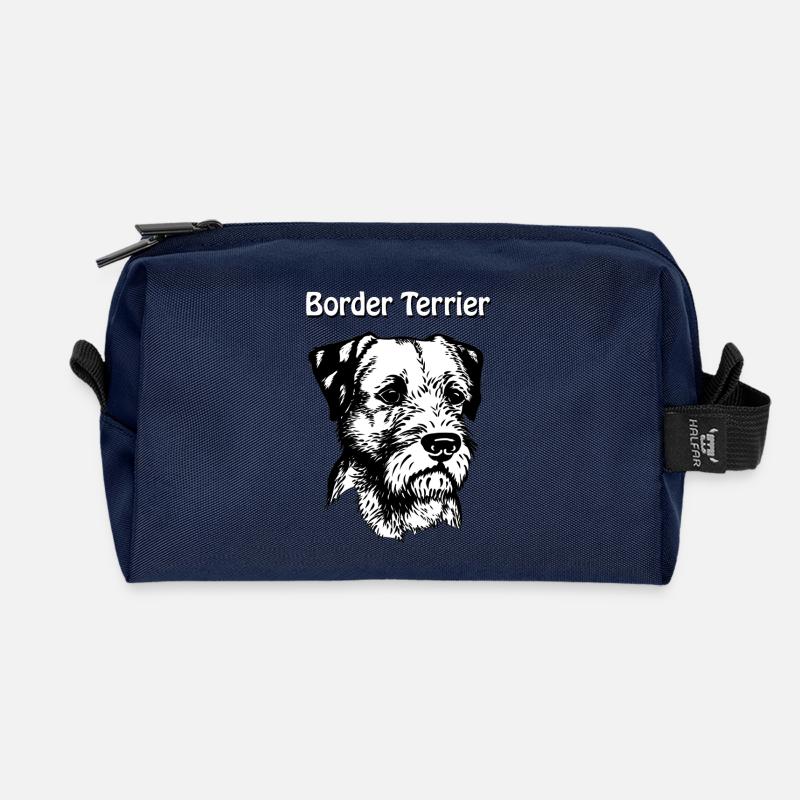 Border Terrier Portrait - Recycelte Kulturtasche - Navy