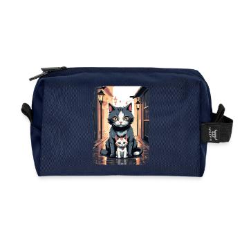 Cute Cats - Recycled Toiletry Zip Bag - navy - Front