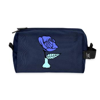 Schöne Rose Vase Blüte Blatt Röschen Romantisch - Recycelte Kulturtasche - Navy - Vorne