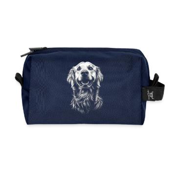 Golden Retriever Portrait Hunde Hund Goldi - Recycelte Kulturtasche - Navy - Vorne