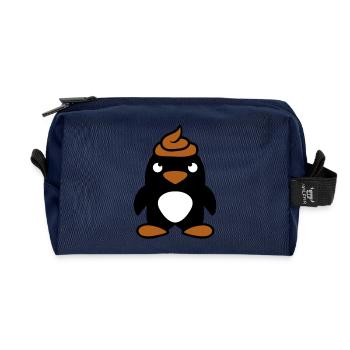 Pinguin Kacke auf Kopf gemacht Lustige Kot Scheiße - Recycelte Kulturtasche - Navy - Vorne