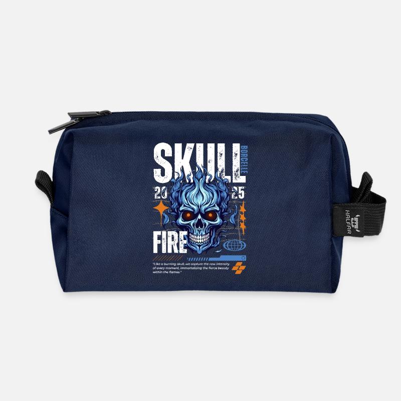 Blue Skull Weiss - Recycelte Kulturtasche - Navy