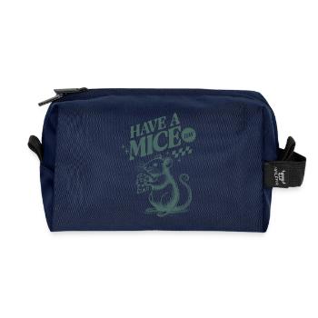 Humorous mouse with cheese star and text - Recycled Toiletry Zip Bag - navy - Front